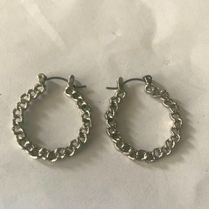 Top Shop Freedom silver tone chain hoop pierced earrings